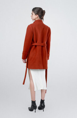 Asymmetric High Collar Felt Coat 2