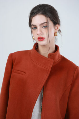 Asymmetric High Collar Felt Coat 4