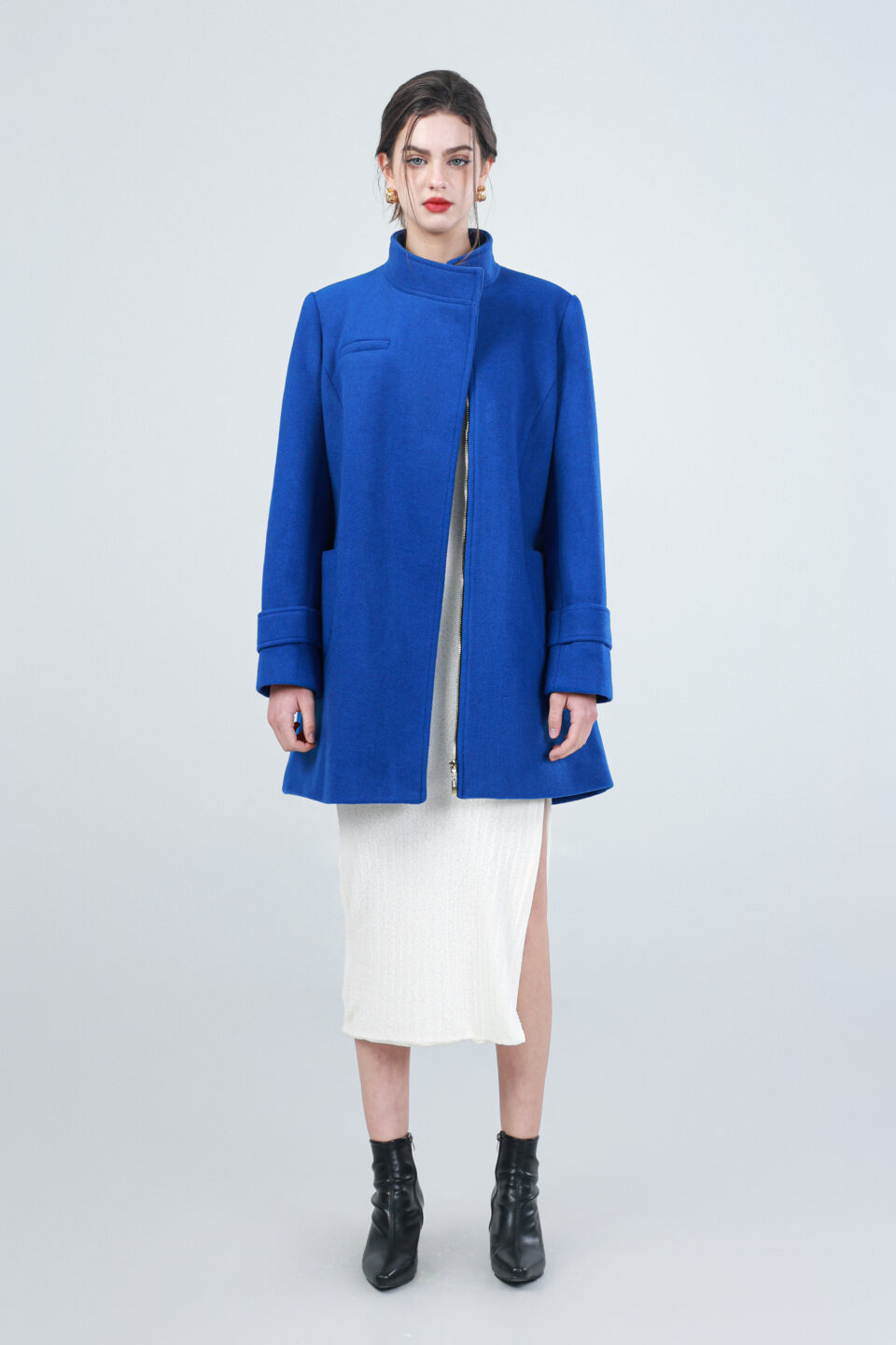 Asymmetric High Collar Felt Coat 6