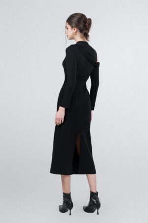 Asymmetric Long Sleeves Cutout Midi Dress 3