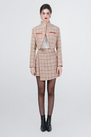 Tweed Cropped Jacket And Skirt Set 3