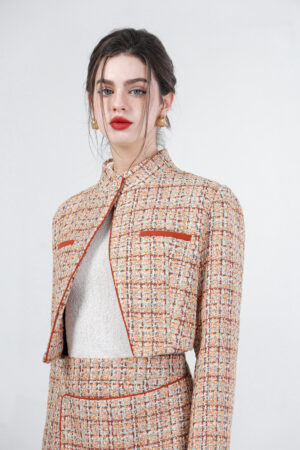 Tweed Cropped Jacket And Skirt Set