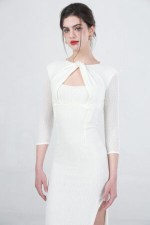 White Twist Bodycon Dress 3 Scaled