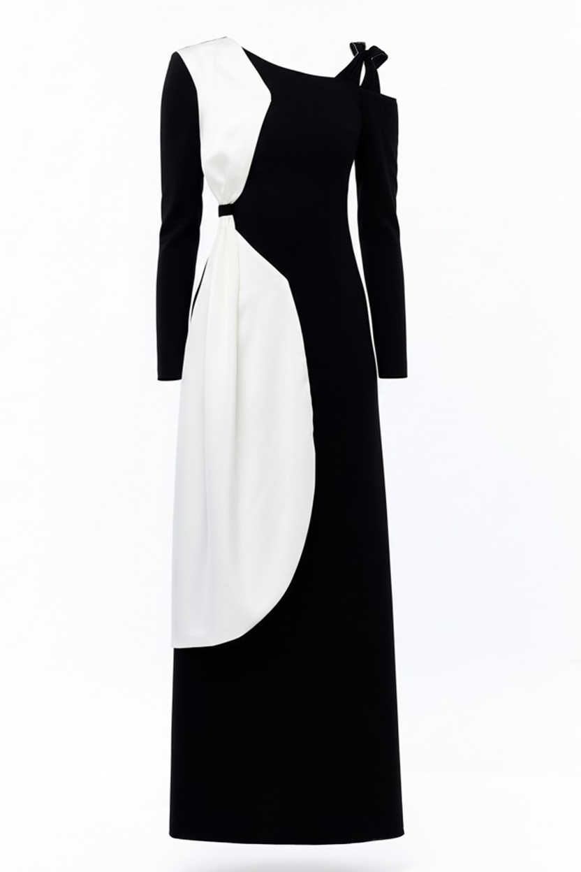 Asymmetrical Contrast Panel Dress