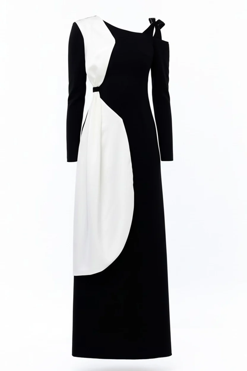 Asymmetrical Contrast Panel Dress
