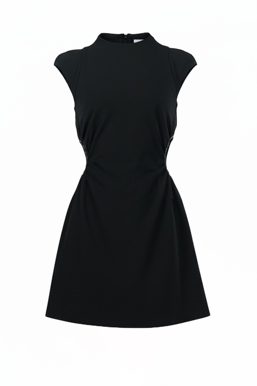 Black Cutout Waistline Mini Dress