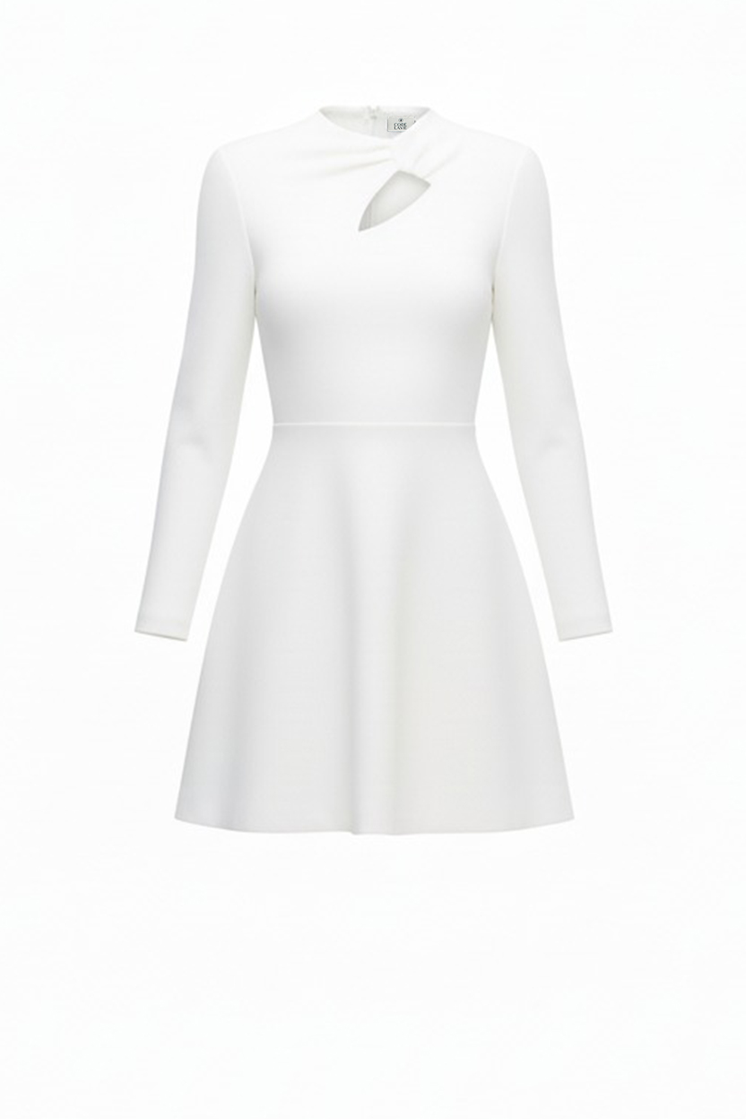 Keyhole Neckline Fit-and-Flare Dress