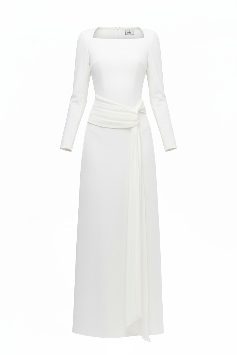 Square Neck Twin Cape Maxi Dress