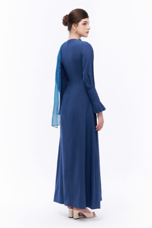 High Neck Flared Sleeve Gown