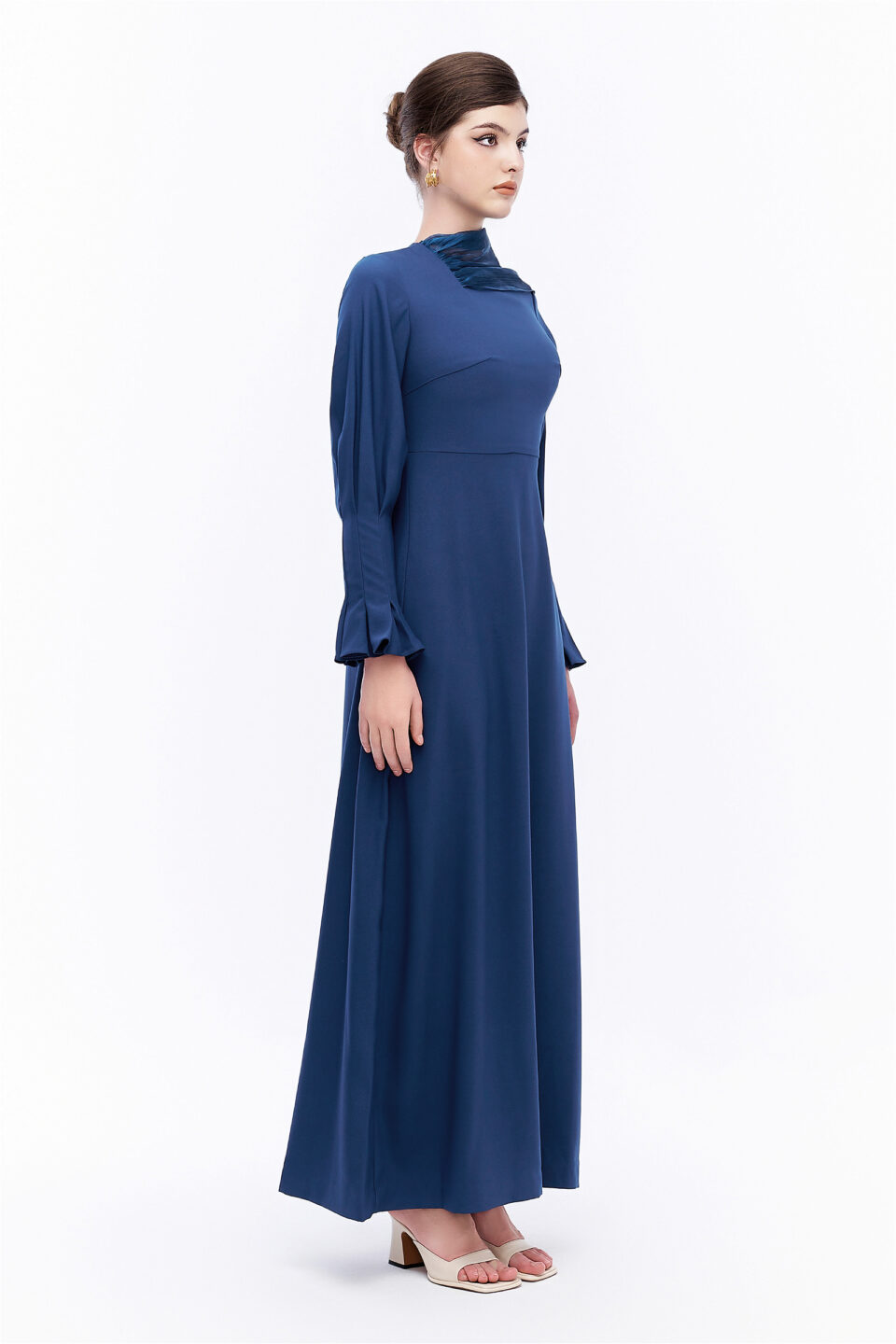 High Neck Flared Sleeve Gown