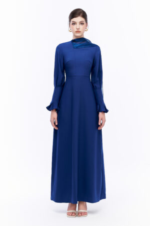 High Neck Flared Sleeve Gown 3
