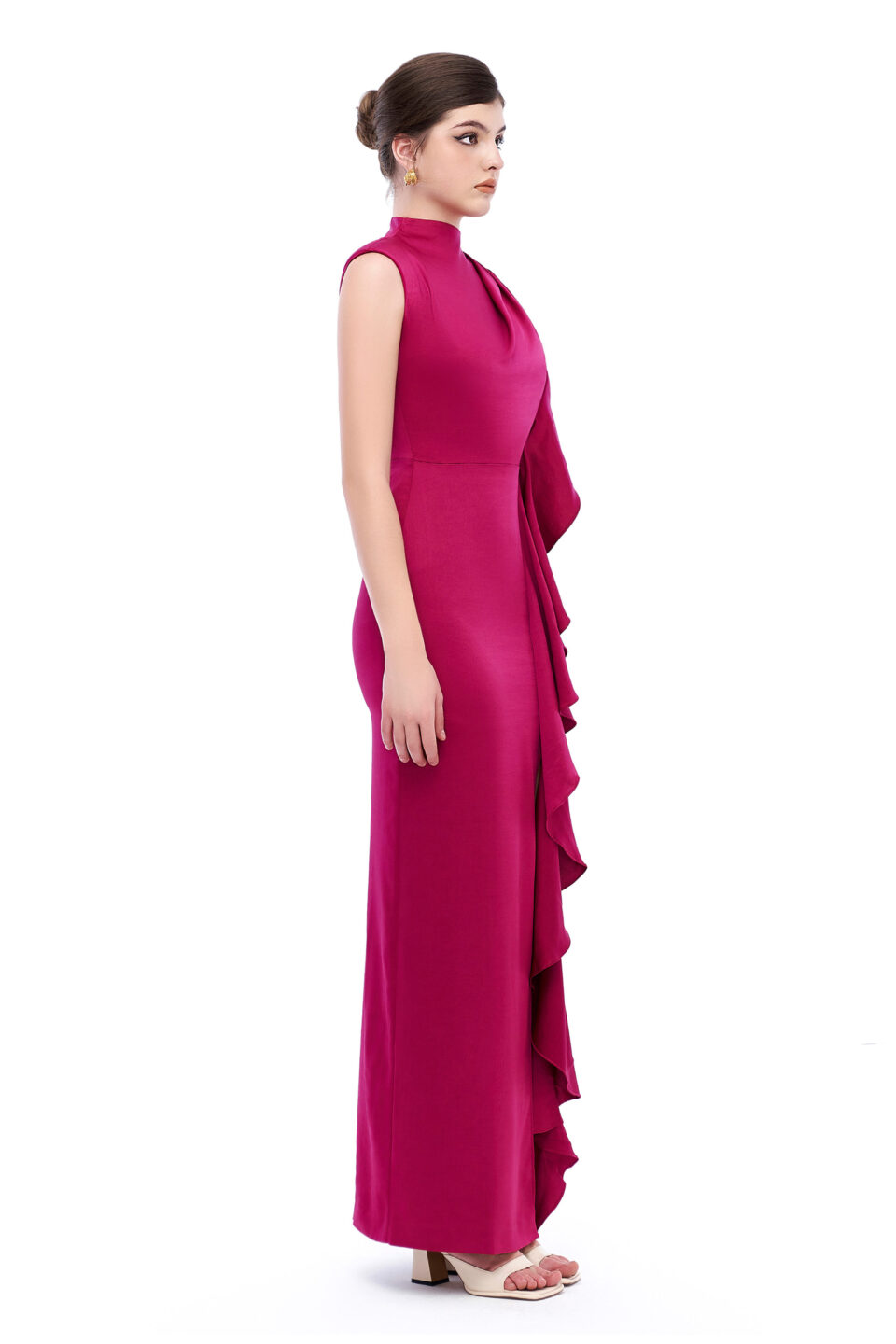 High Neck Fuchsia Evening Gown 2