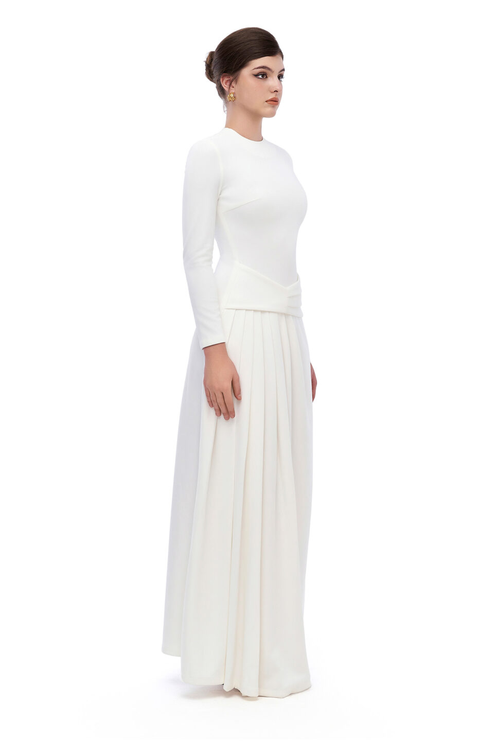 Long Sleeve Draped Waist Maxi Dress 2