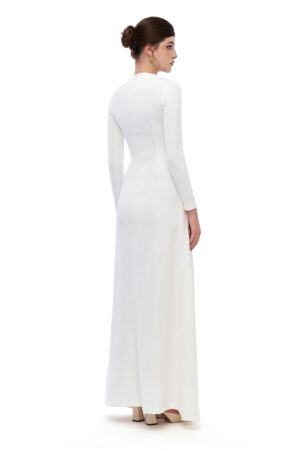 Long Sleeve Draped Waist Maxi Dress