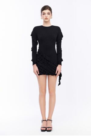 Long Sleeve Ruffled Mini Dress 3