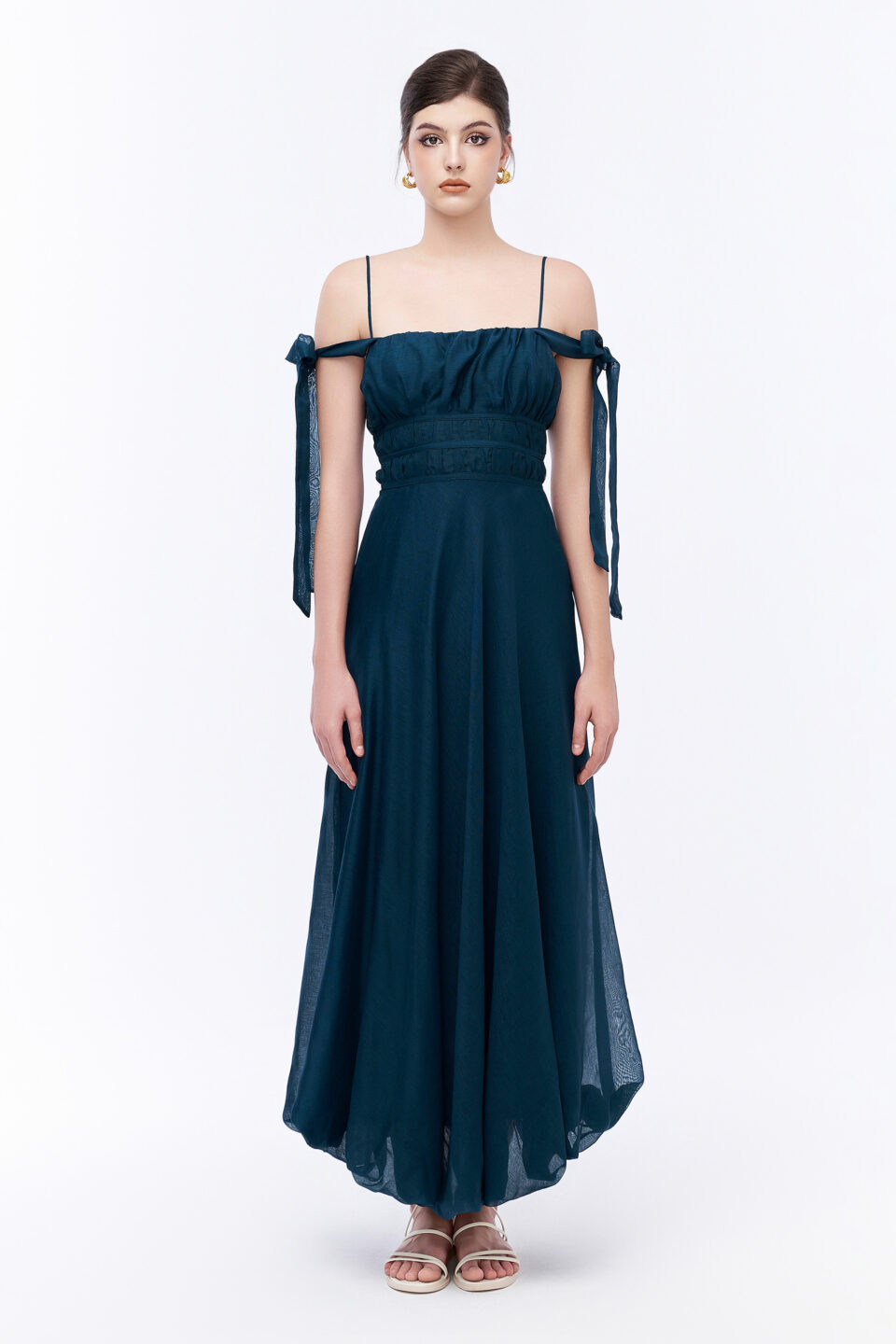 Off Shoulder Tie Straps Maxi Dress 3