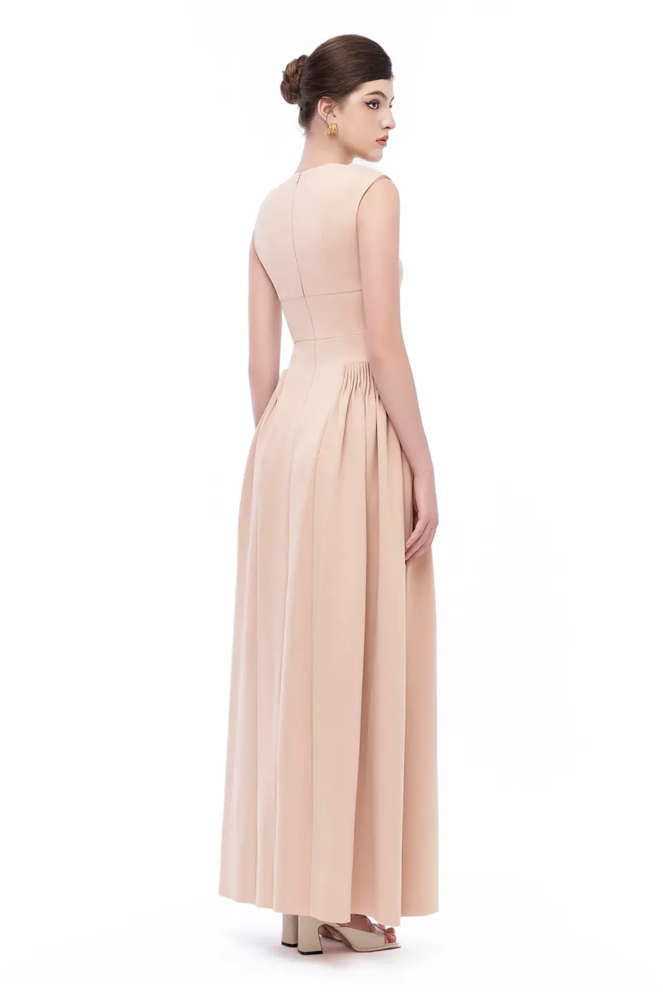 Sleeveless Gathered Long Evening Dress 2