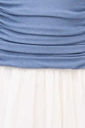 Two-Tone Gathered Bodice Dress