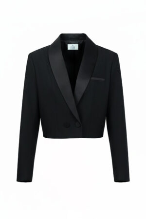 Black Cropped Tuxedo Jacket