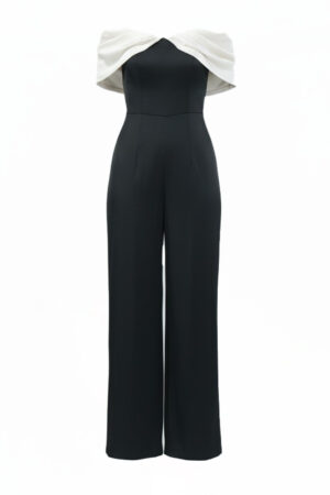 Black Off-Shoulder Drape Jumpsuit