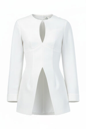 Cut-out Slit Tailored Blouse