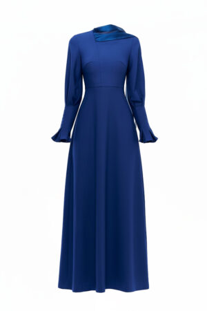 High Neck Flared Sleeve Gown