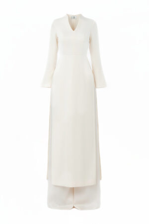 Ivory Four-Slit Bell Sleeves Ao Dai