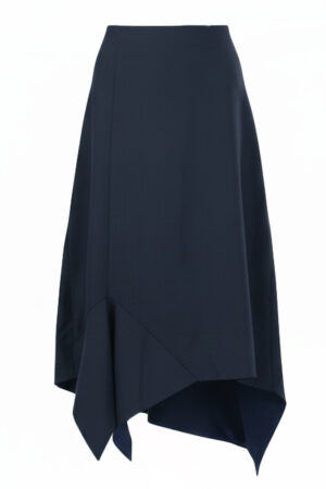 Navy Asymmetrical Hem Skirt