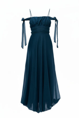 Off-Shoulder Tie Straps Maxi Dress