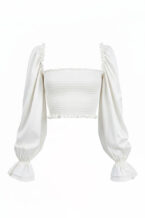 Ruffled Smocked Silk-Blend Crop Top