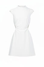White Cutout Waistline Mini Dress