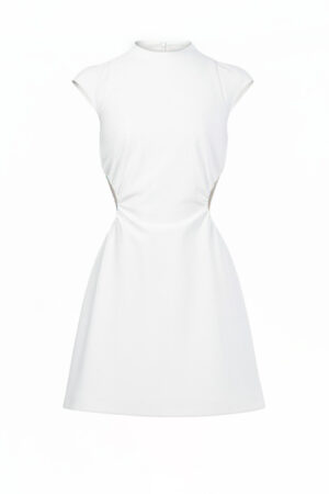 White Cutout Waistline Mini Dress