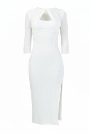 White Twisted Front Bodycon Dress
